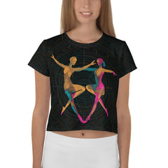 Spirited Feminine Dance Flair All-Over Print Crop Tee - Beyond T-shirts