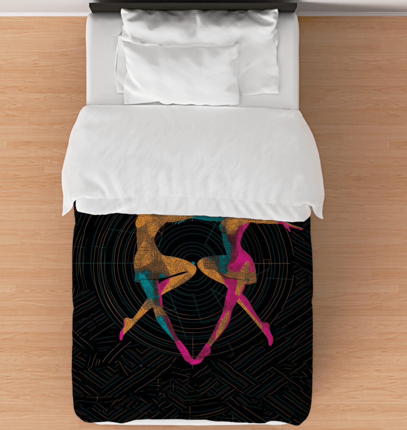 Elegant duvet cover featuring feminine dance-inspired patterns.