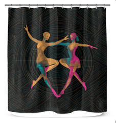 Artistic dance flair shower curtain, perfect for adding a touch of elegance and femininity to any bathroom space.