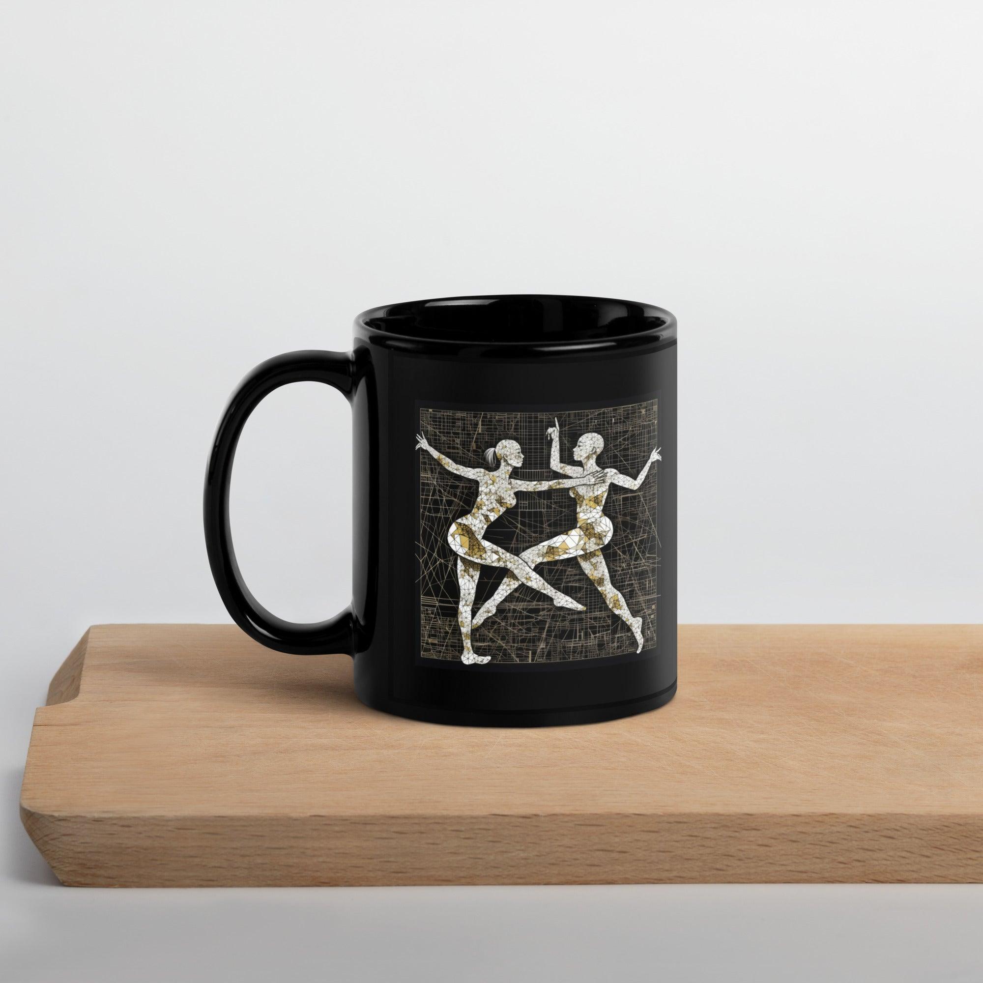 Spirited Feminine Dance Motion Black Glossy Mug - Beyond T-shirts