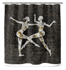 Artistic spirited dance design on shower curtain, bringing movement and style to any bathroom.