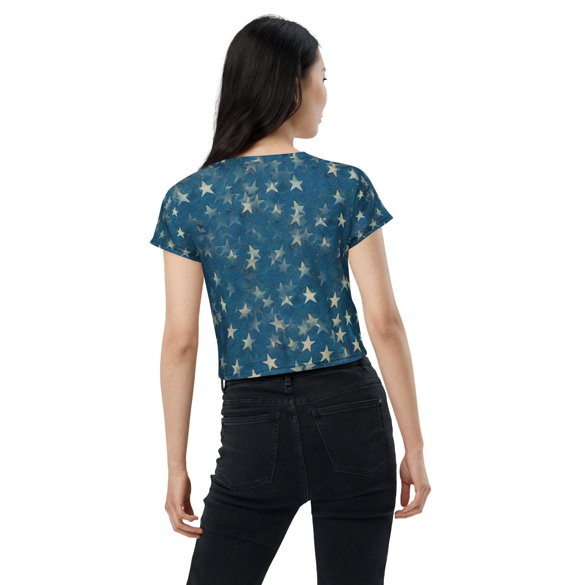 Star Spangled Splendor All-Over Print Crop Tee - Beyond T-shirts