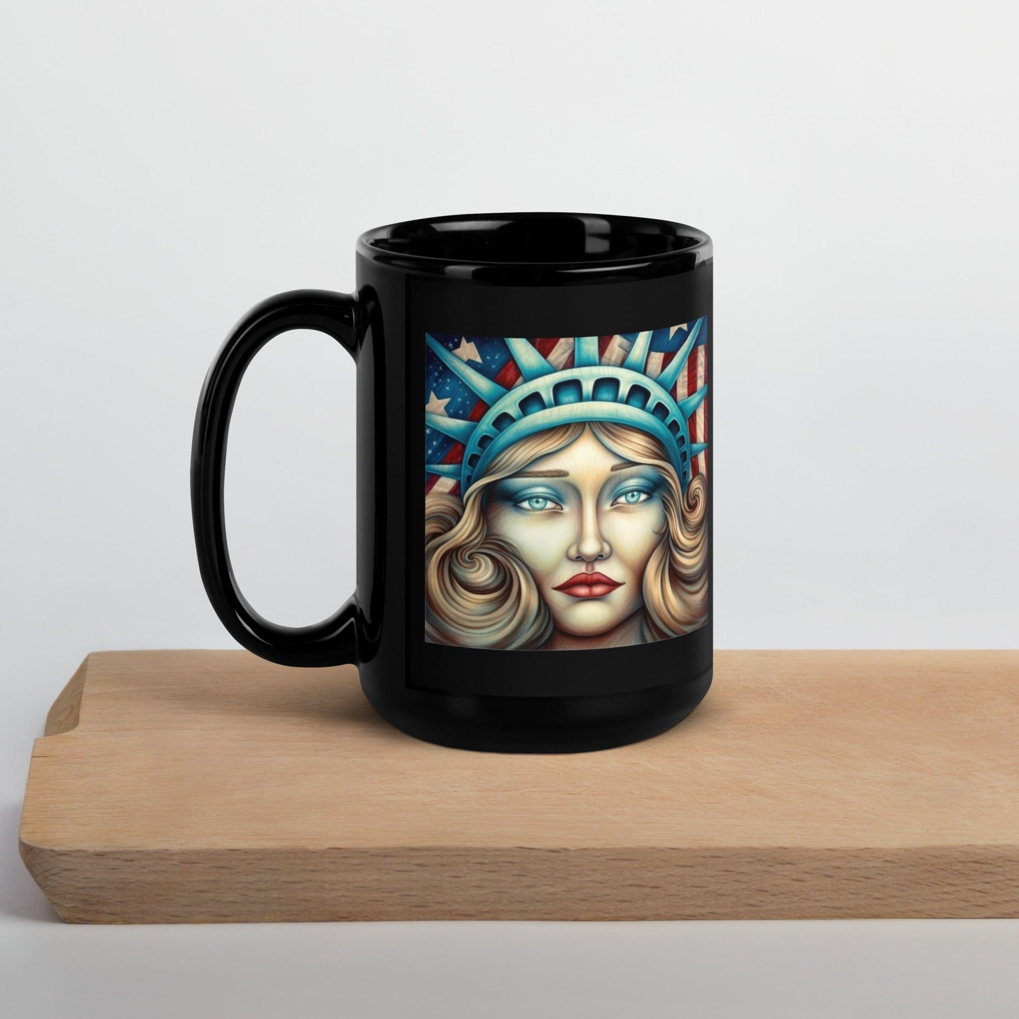 Stars And Stripes Forever Black Glossy Mug - Beyond T-shirts