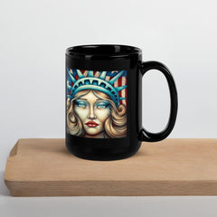 Stars And Stripes Forever Black Glossy Mug - Beyond T-shirts