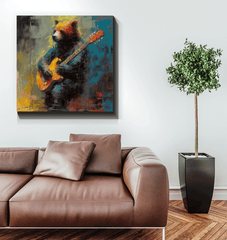 Creative workspace enhanced by String Serenade canvas art.