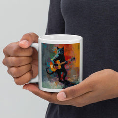 Elegant white glossy mug with musical design, perfect for a gift