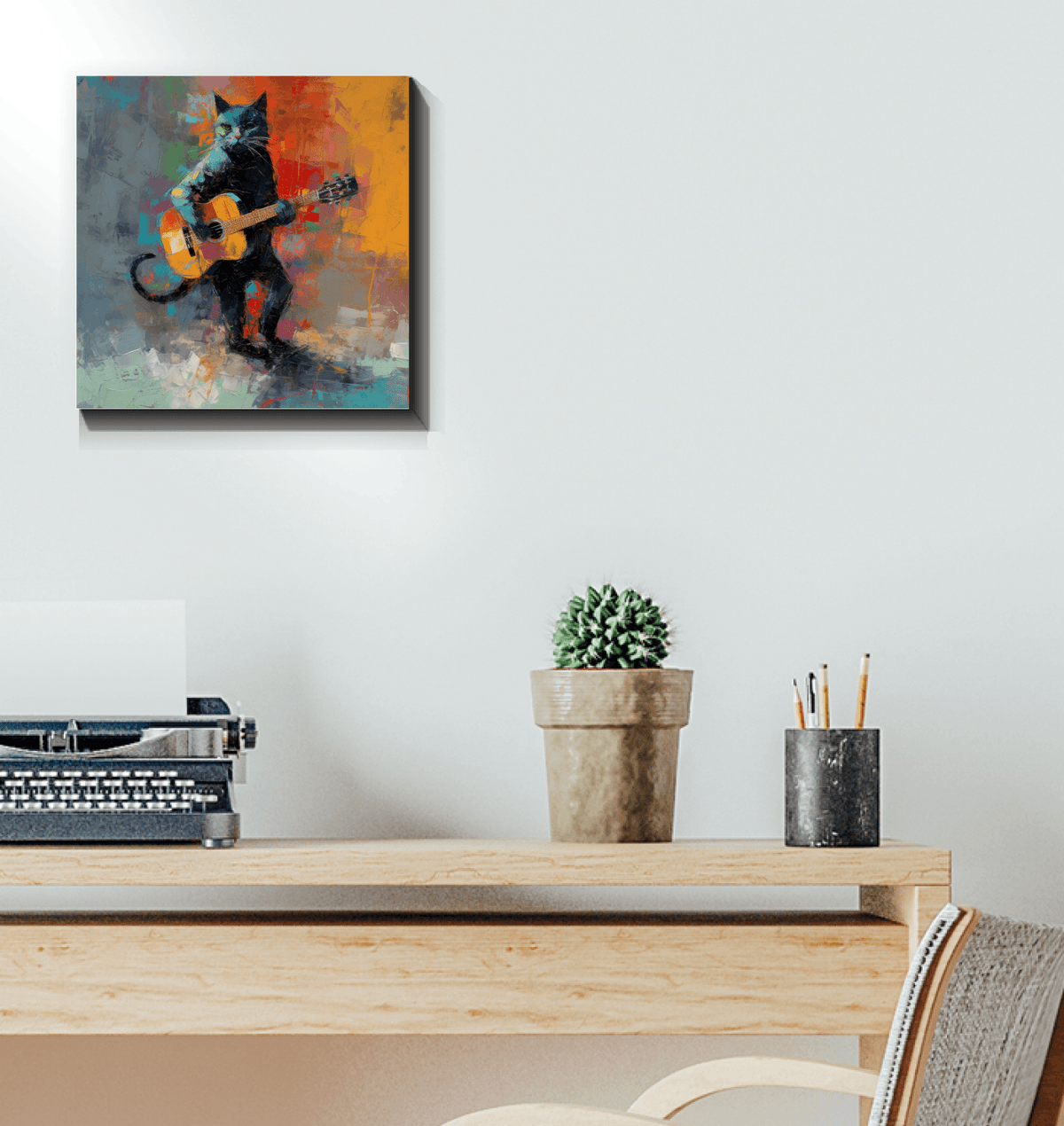 Music-themed wrapped canvas artwork in living room