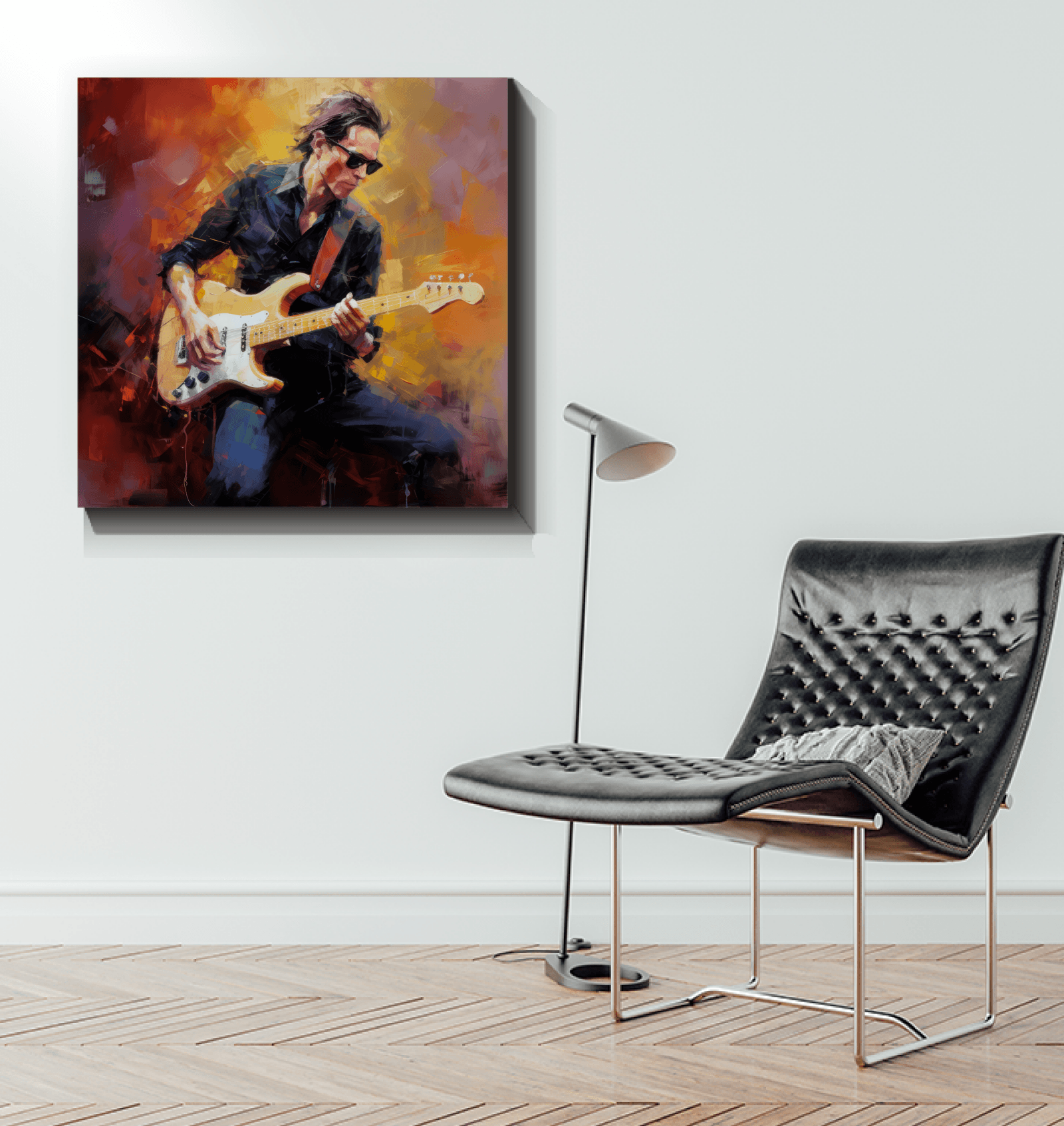Abstract guitar art on wrapped canvas for office decor