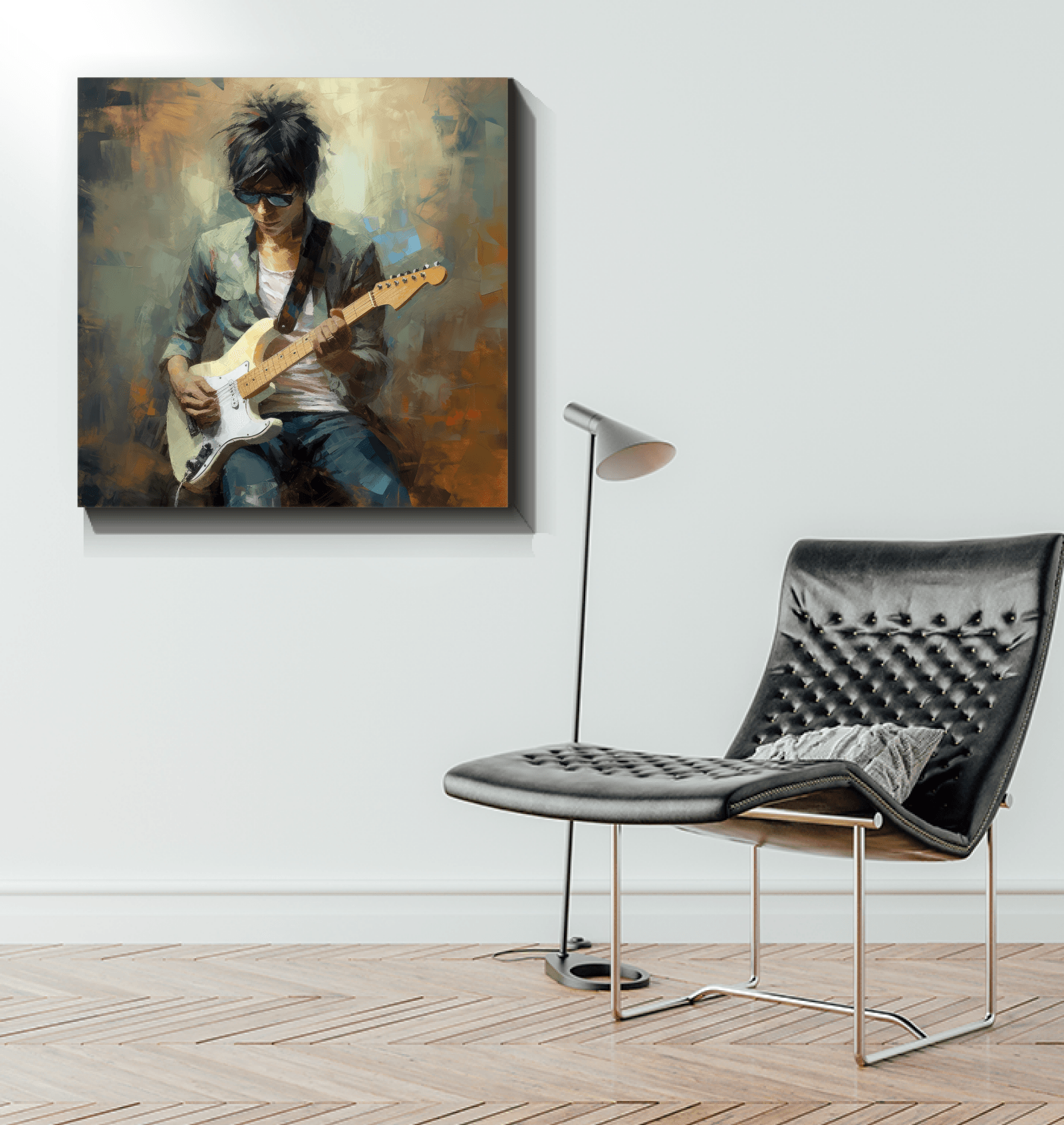 Artistic Interpretation of Guitar Sorcery on Canvas