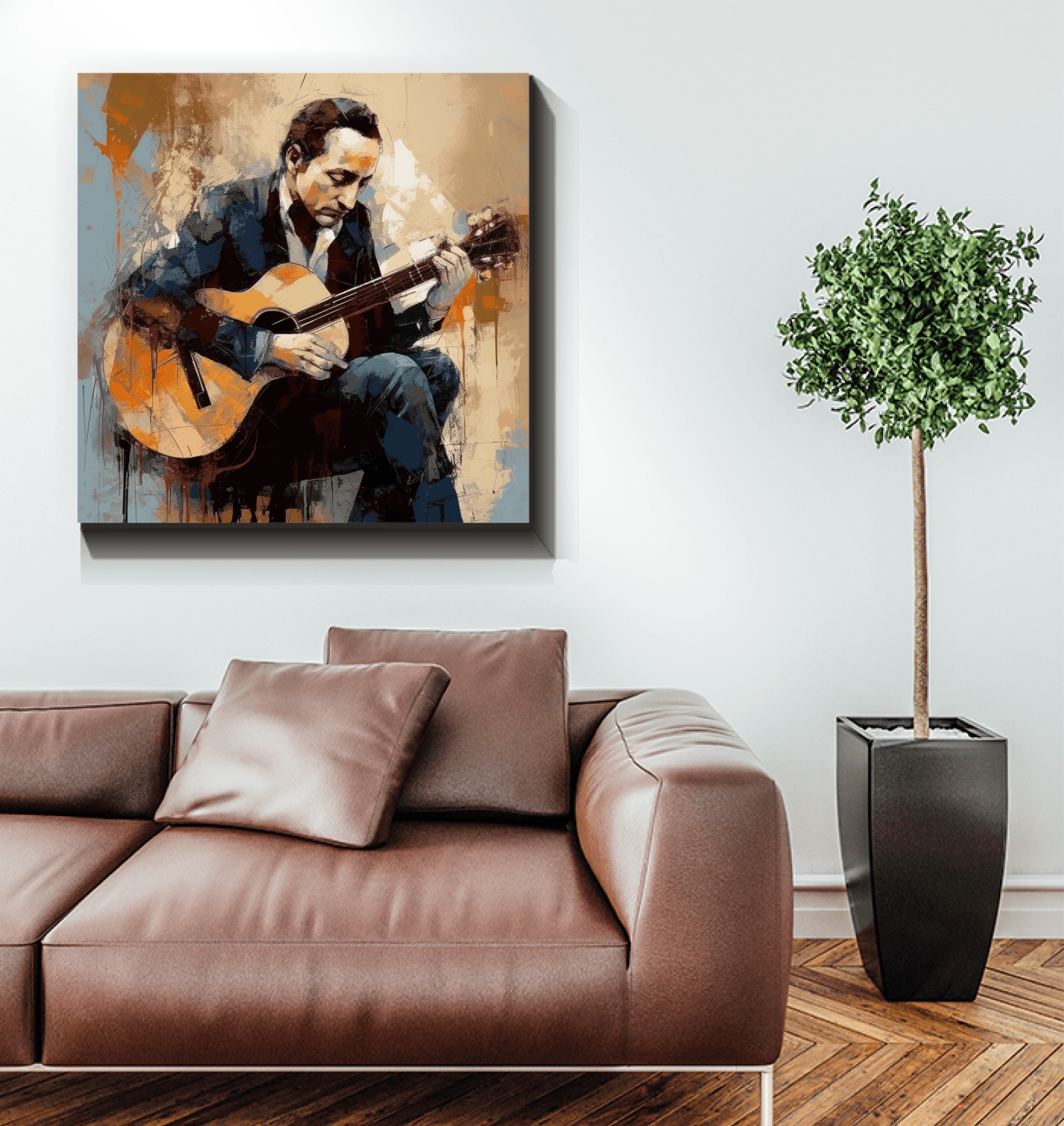 Elegant Wrapped Canvas Showcasing Strumming Spirit