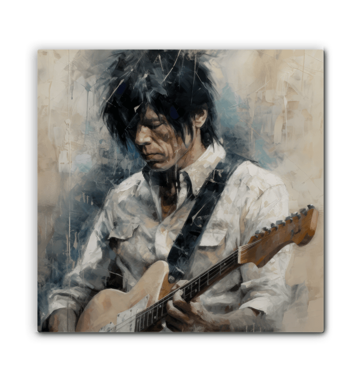 Strumming Star wrapped canvas on wall