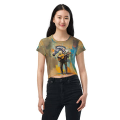 Strumming Symphony All-Over Print Crop Tee - Beyond T-shirts