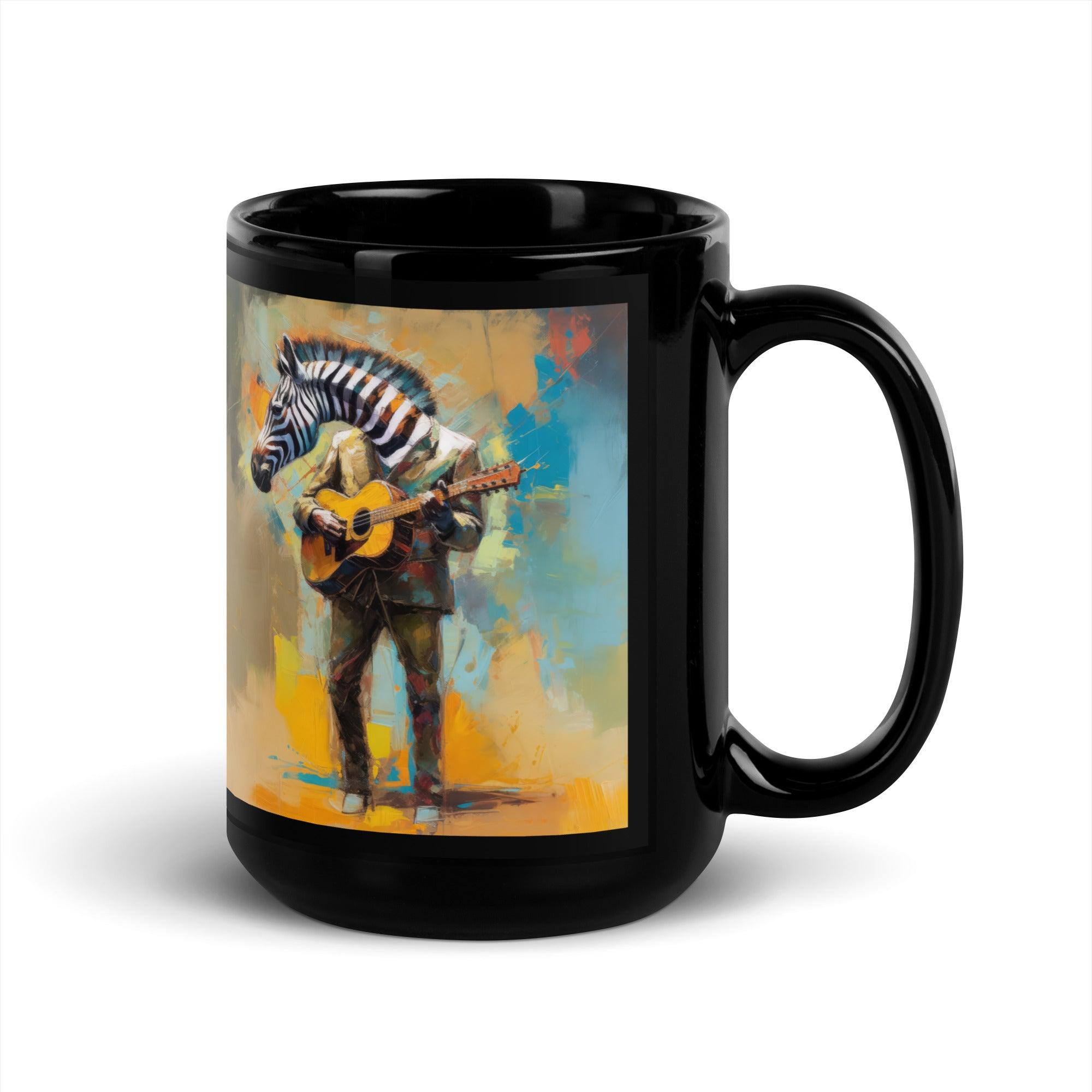 Strumming Symphony Black Glossy Mug - Beyond T-shirts