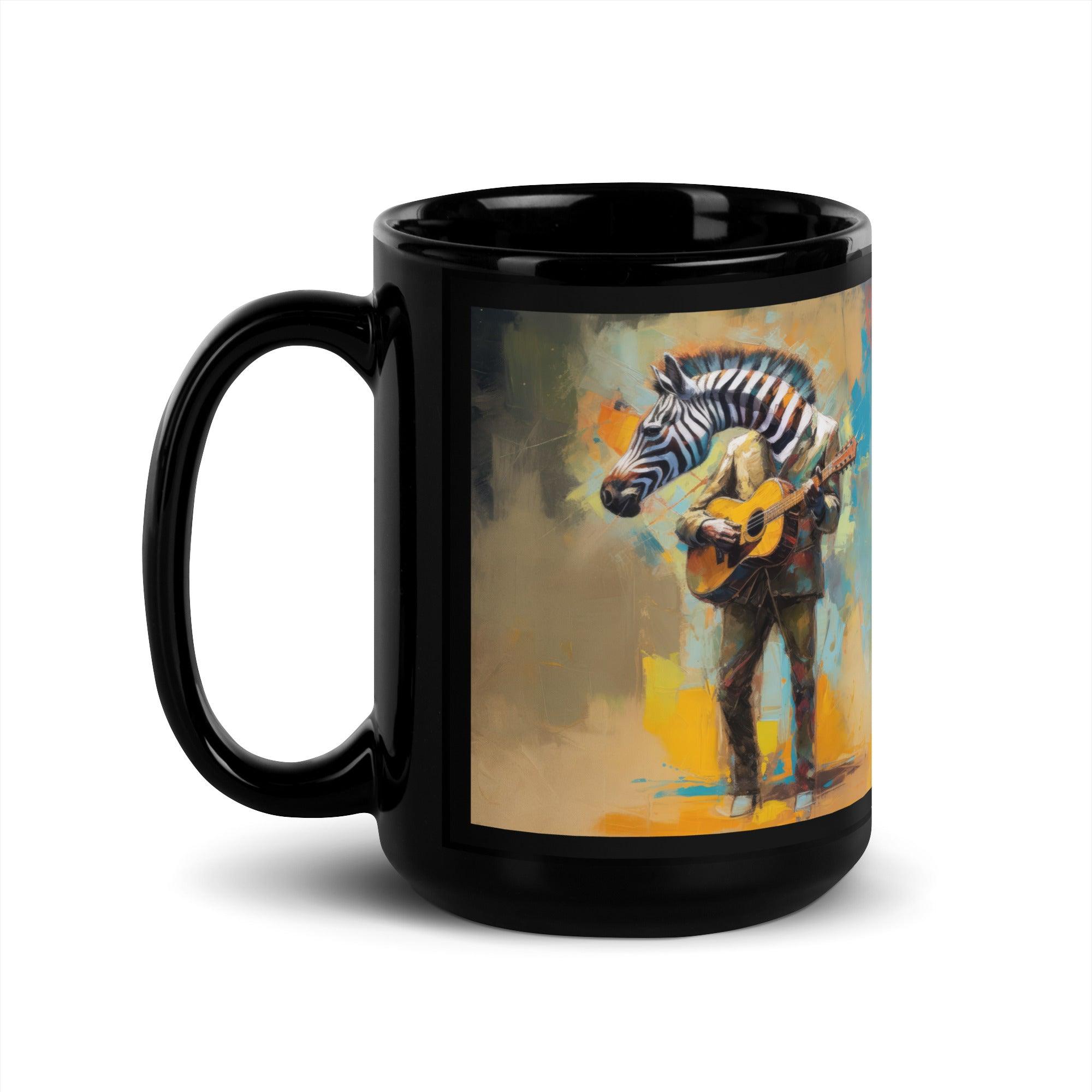 Strumming Symphony Black Glossy Mug - Beyond T-shirts