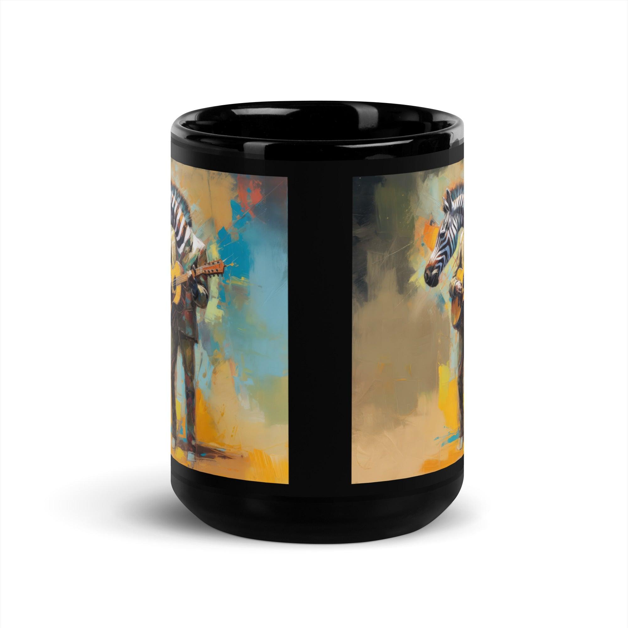 Strumming Symphony Black Glossy Mug - Beyond T-shirts