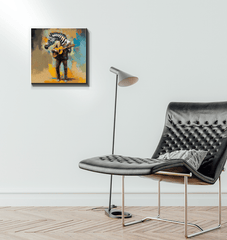 Harmonious blend of colors on music-themed wrapped canvas