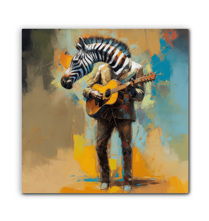 Guitar silhouette against a vibrant backdrop on canvas