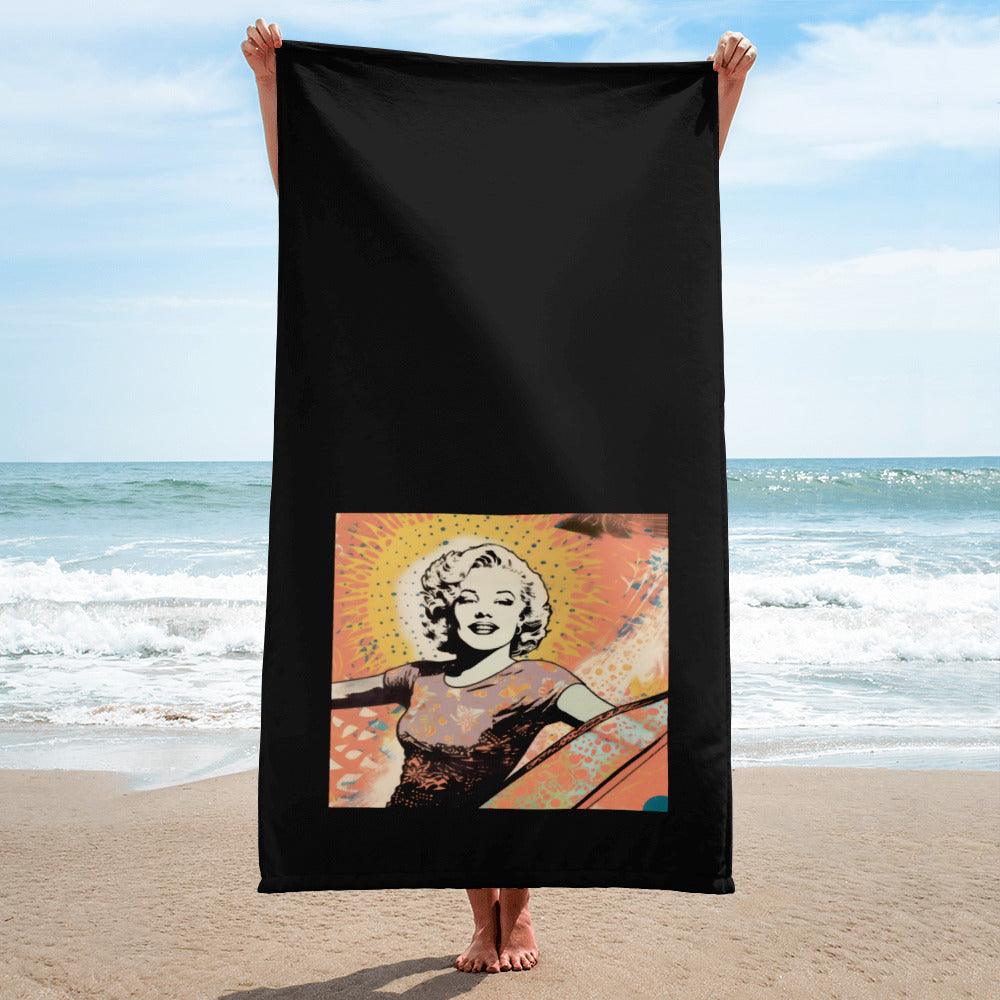 Luxurious Surfing 5 01 Towel with vibrant surf design, perfect for beach or pool days.