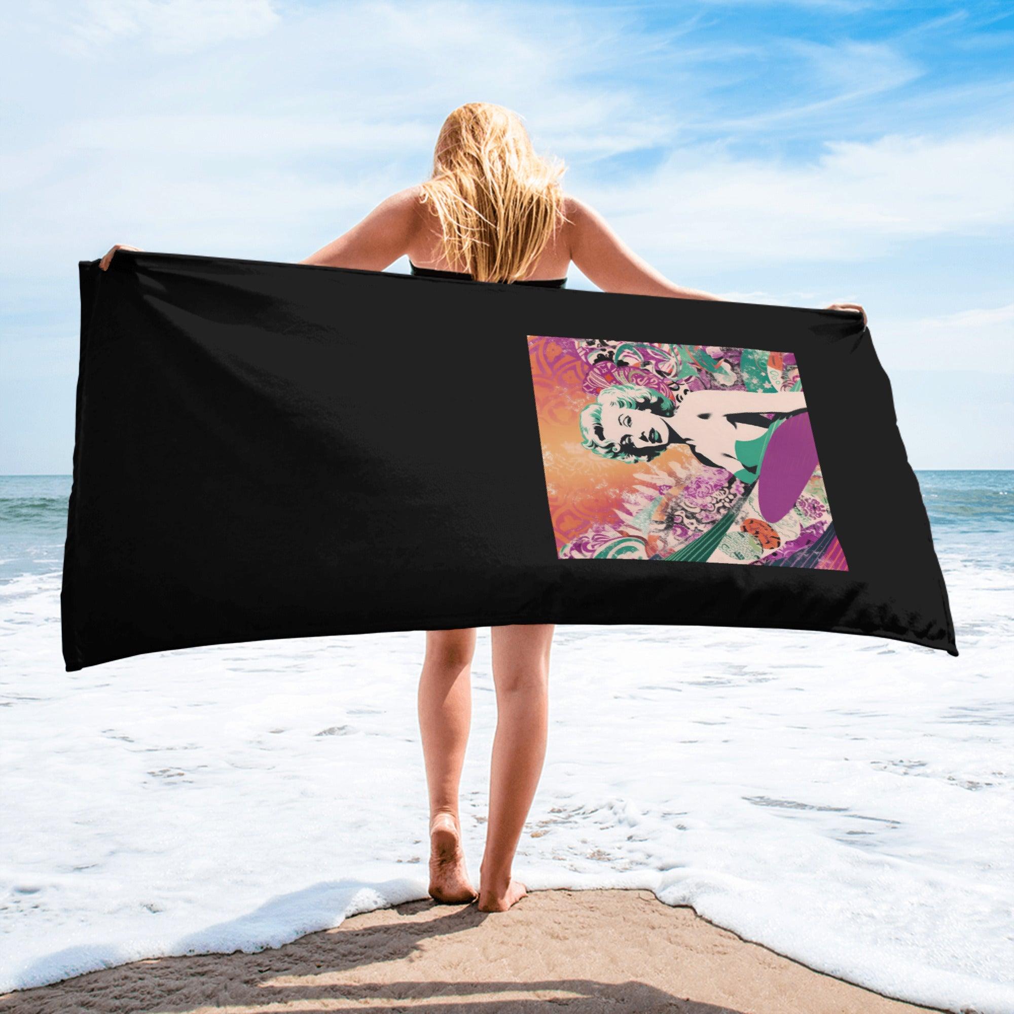 Vibrant Surfing 5 02 Towel with eye-catching wave design for a stylish beach day.