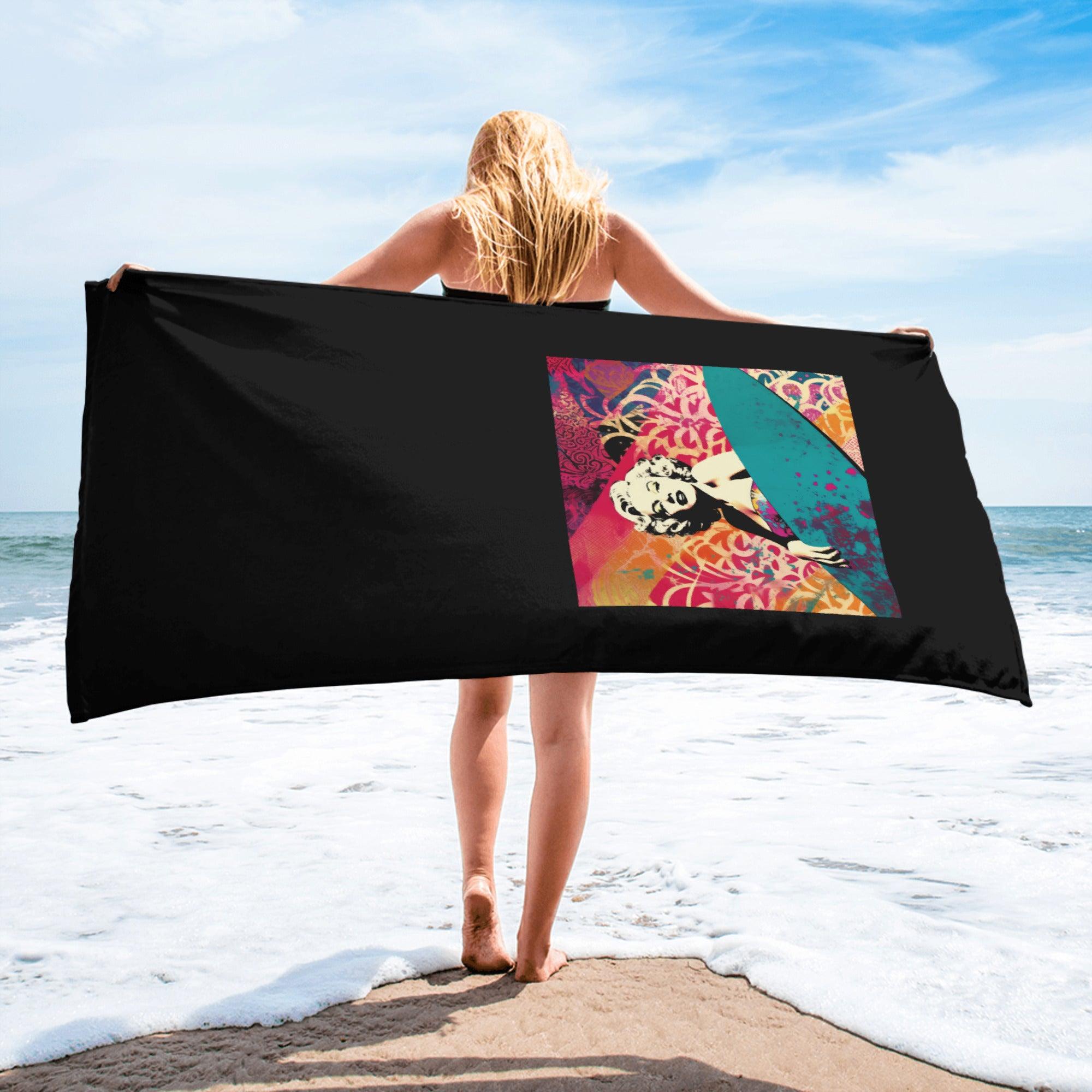 Surfing Solitude Bath Towel Find Your Peace By The Sea - Beyond T-shirts