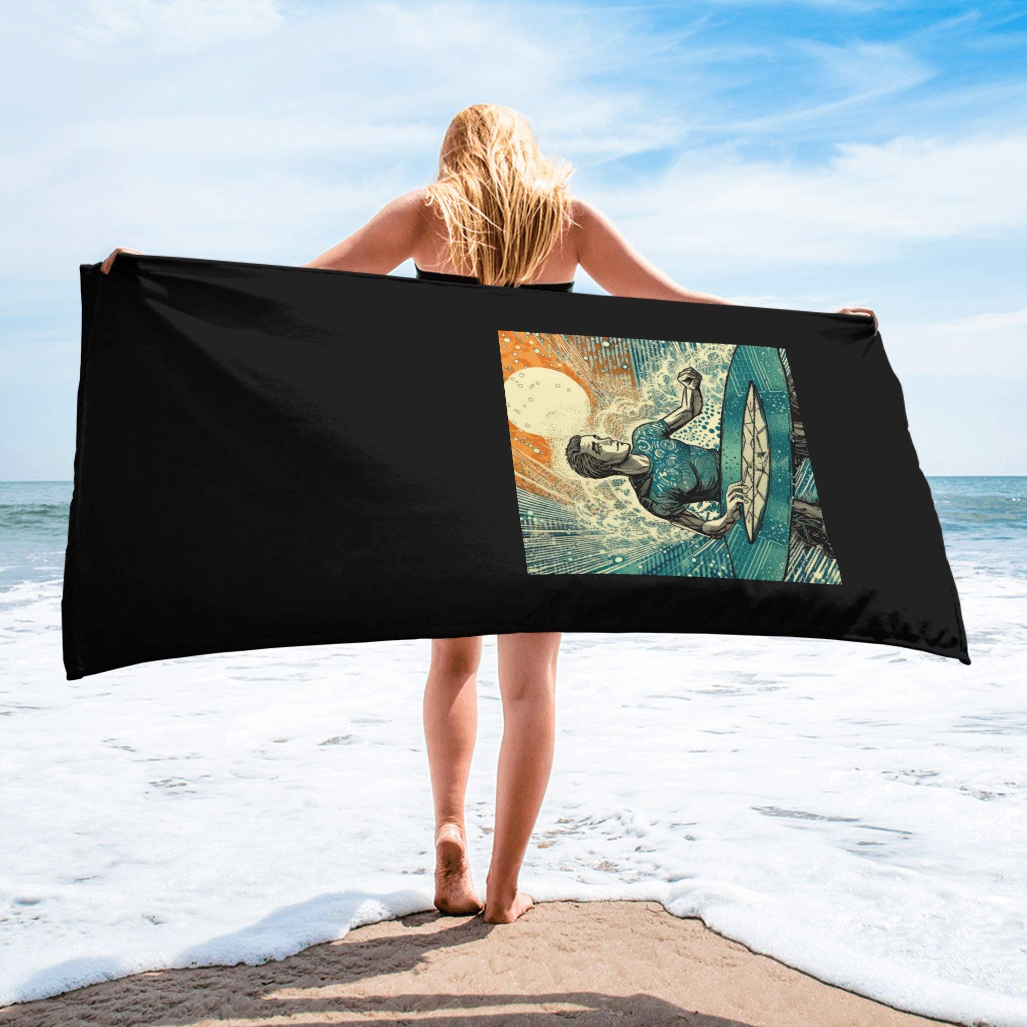 Coastal Escape Bath Towel Surfing Adventure In Comfort - Beyond T-shirts