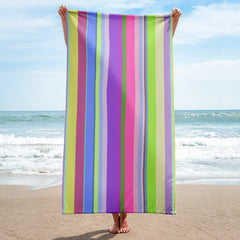 Elegant Subtle Harmony Stripe Bath Towel on a bathroom rack, showcasing its luxurious design and soft texture.