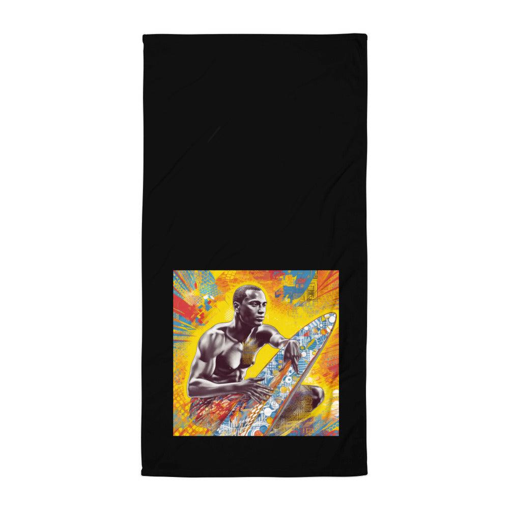 Chic Surfing 5 16 Towel with striking surf graphics, perfect for a stylish day at the beach.