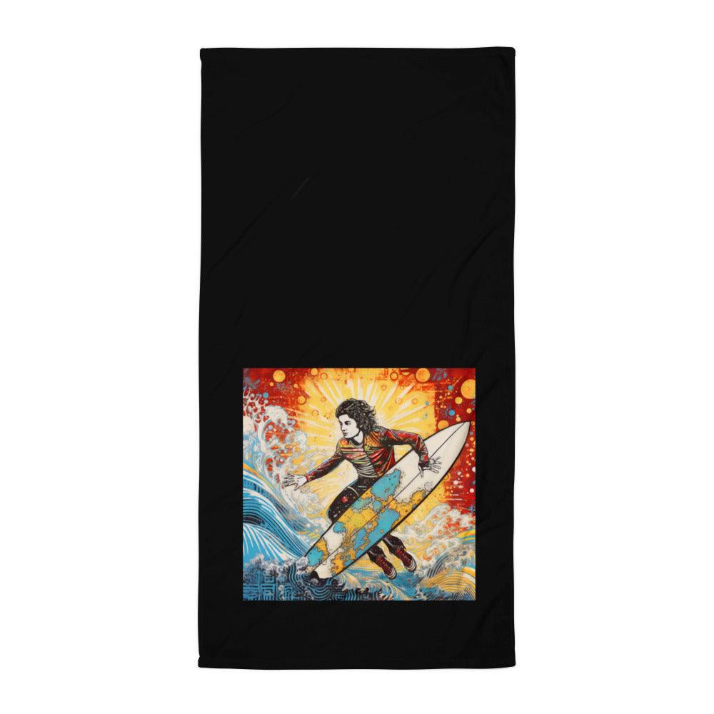 Sunset Surfer Bath Towel Catch The Coastal Tranquility - Beyond T-shirts