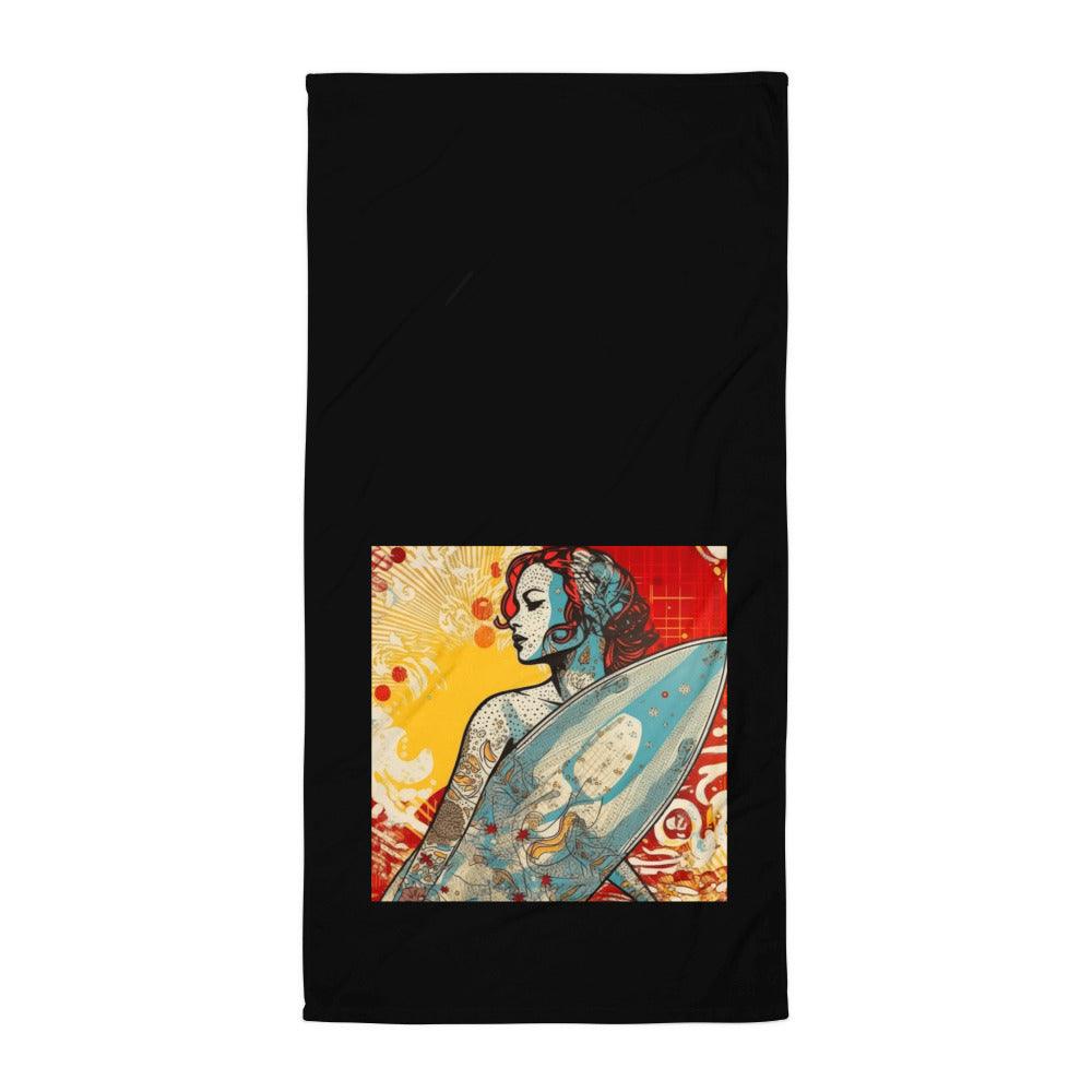 Coastal Elegance Bath Towel Embrace Surfing Beauty - Beyond T-shirts