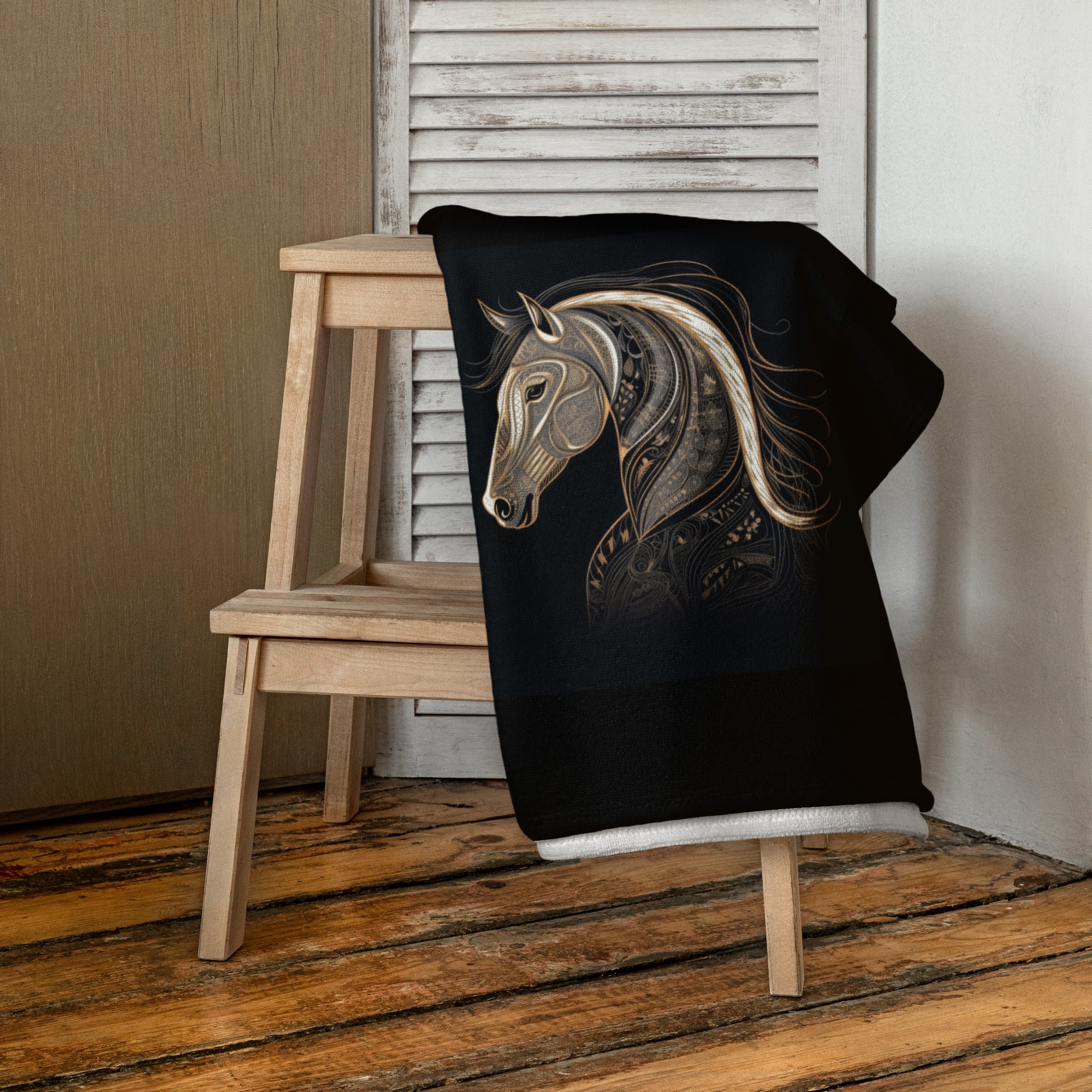 Elegant Equestrian Embrace Towel