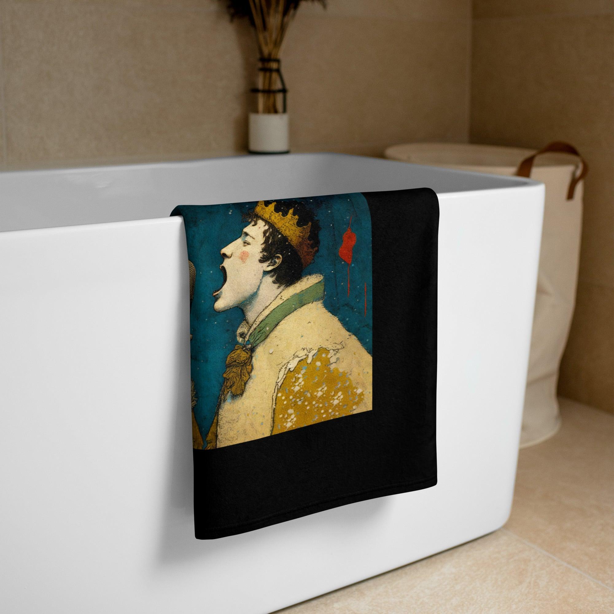 NS-966 towel draped over a rack, showcasing its full size and absorbent quality for bathroom use.