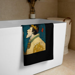 NS-966 towel draped over a rack, showcasing its full size and absorbent quality for bathroom use.