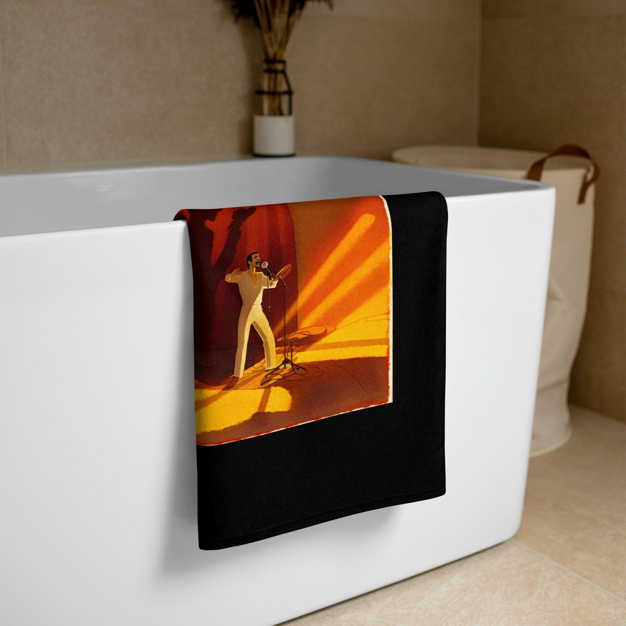 Plush SurArt 96 Towel elegantly hung in a modern bathroom, showcasing its premium softness and style.