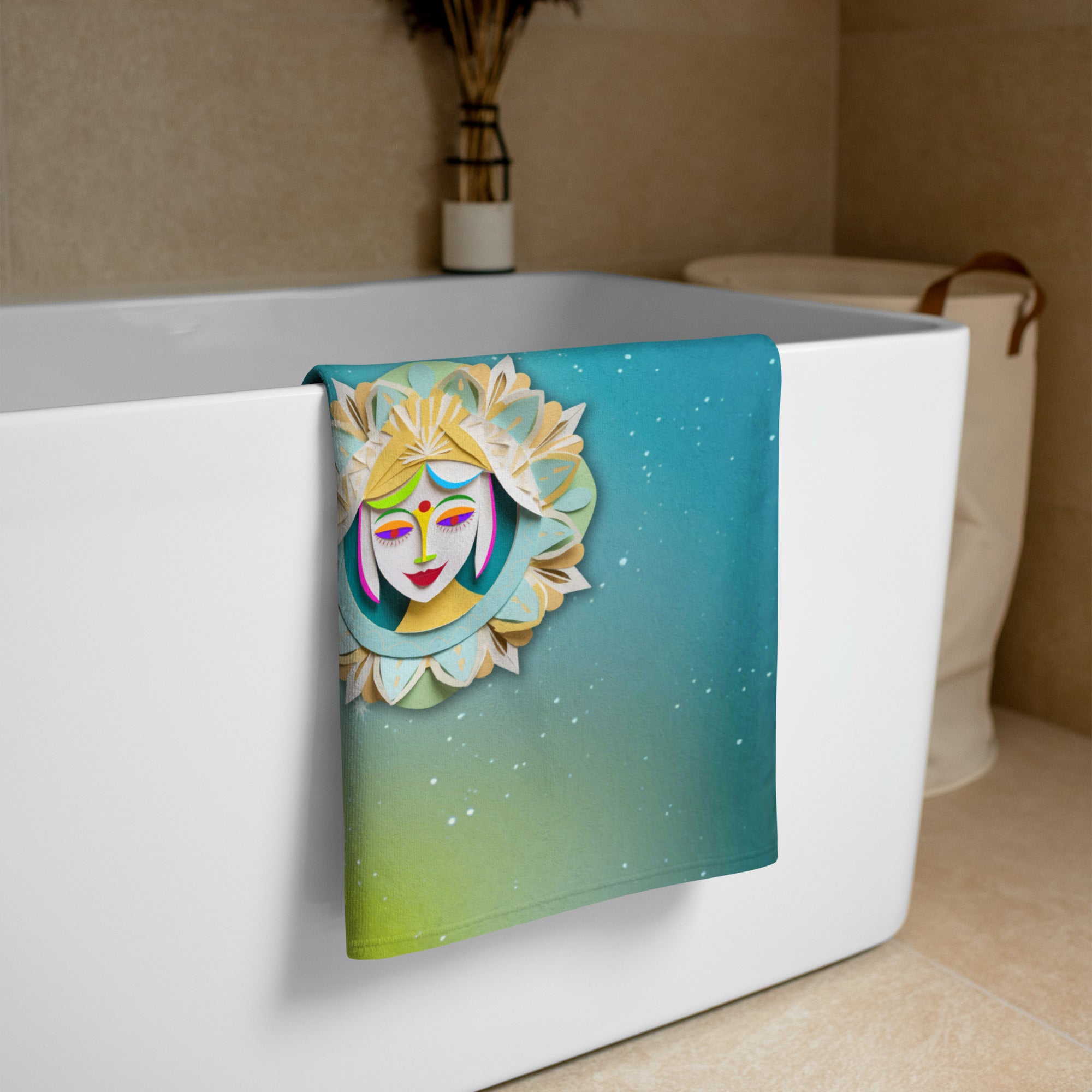 Stardust Unicorn Dreams bath towel with colorful unicorn design on plush fabric.