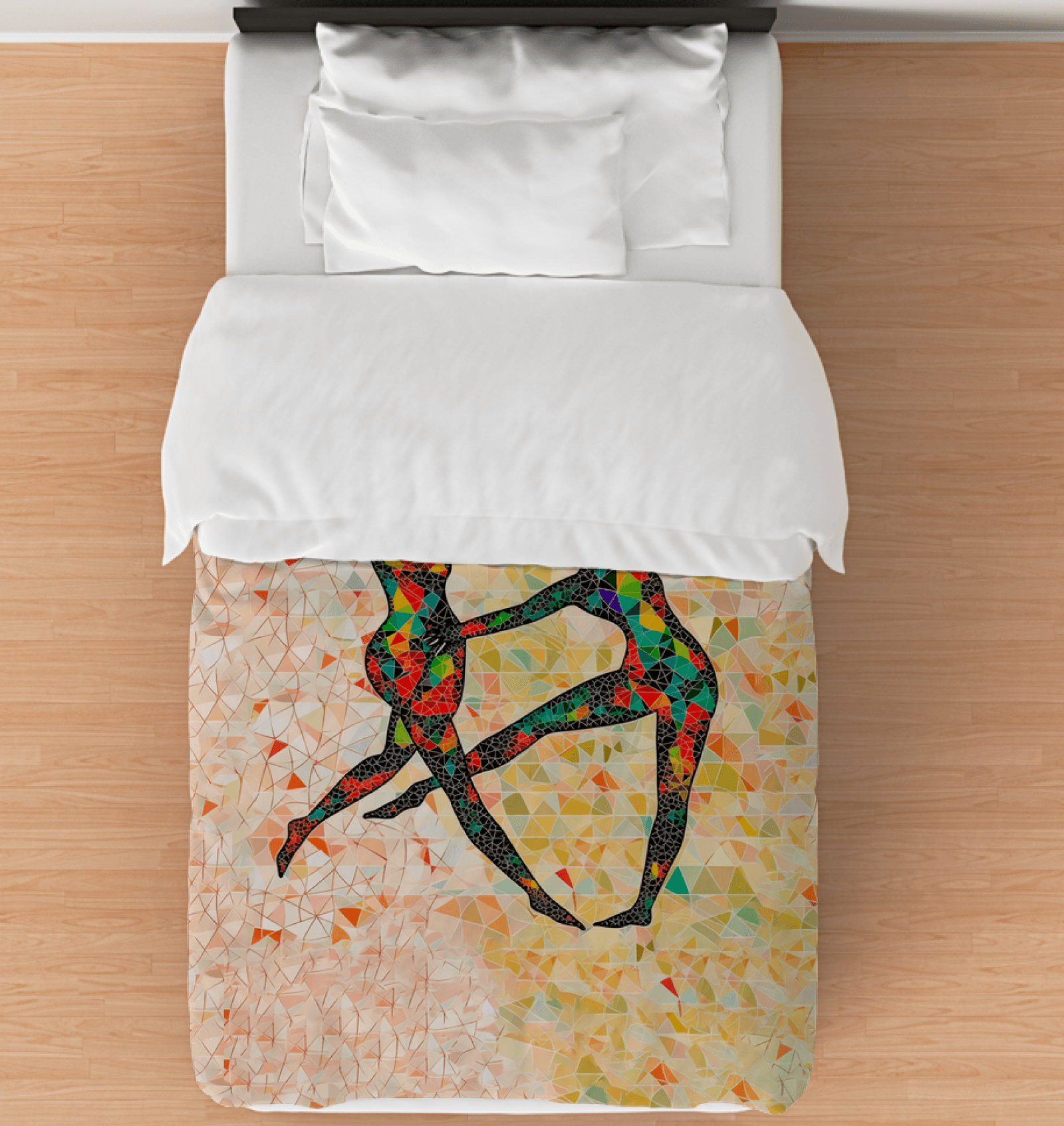 Twin-size comforter with sultry dance design, blending comfort with artistry.