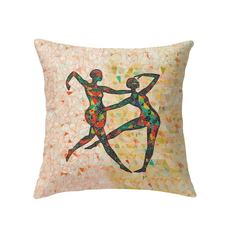 Woman performing expressive dance printed indoor pillow.