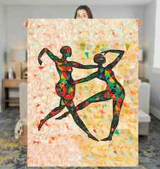 Woman beautifully expressed in dance art on soft sherpa blanket