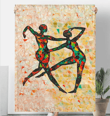 Artistic sherpa blanket featuring a woman's dance silhouette for warmth and style