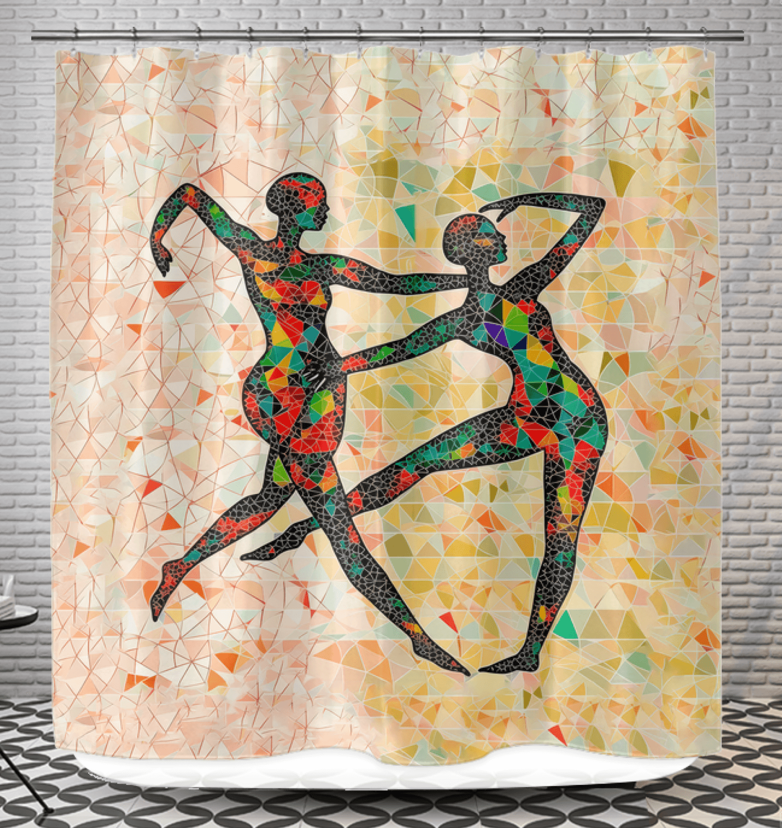 Elegant shower curtain featuring women's dance expression design for stylish bathrooms.