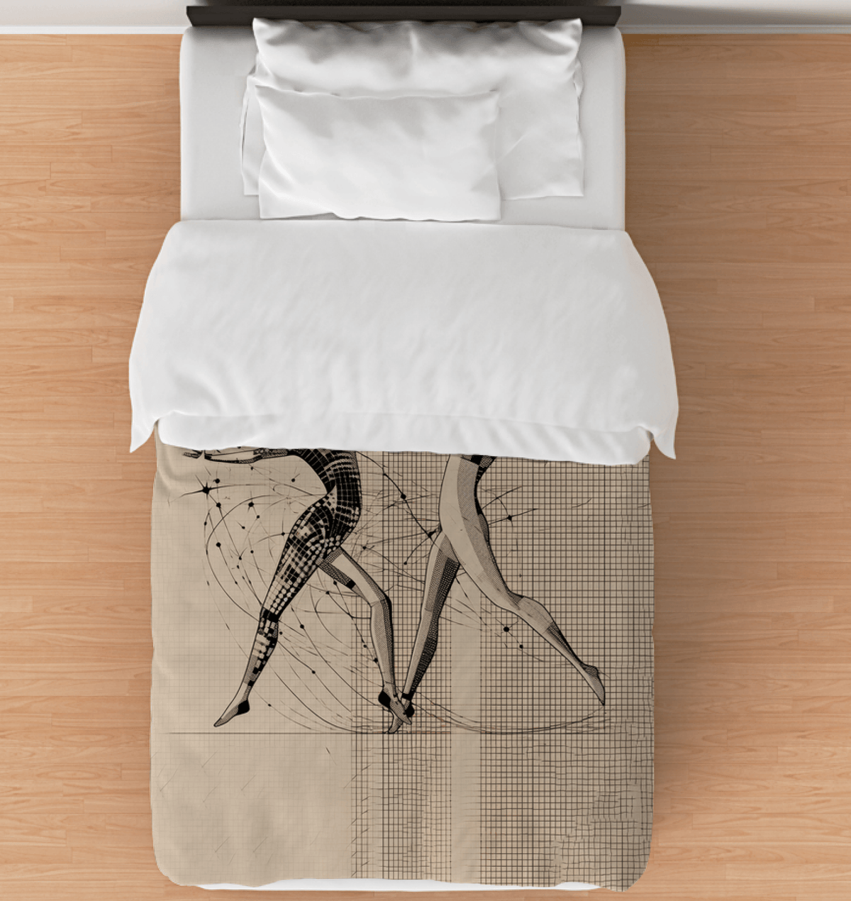 Sultry dance style bedding, perfect for a modern elegant decor.