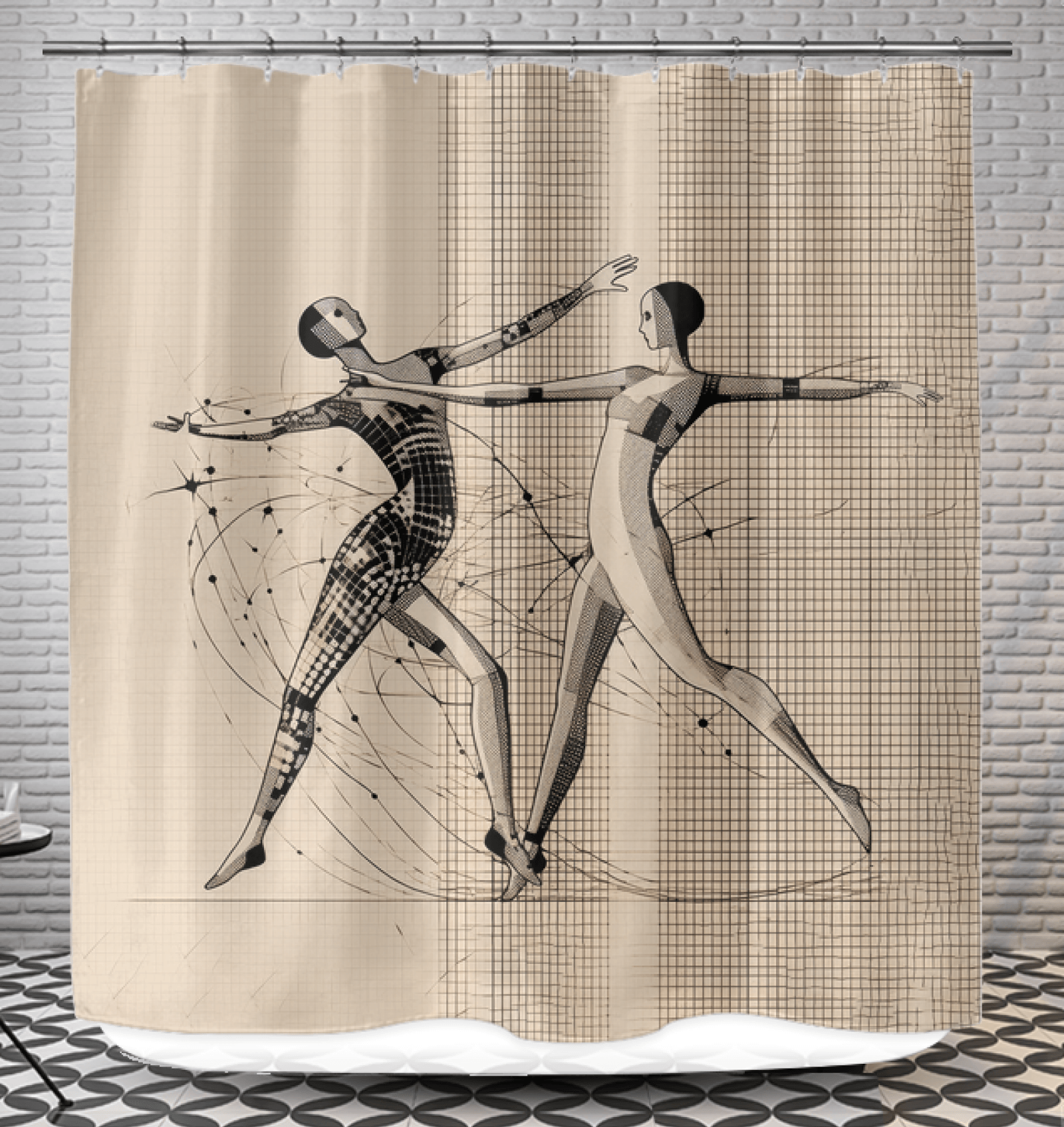 Elegant shower curtain featuring a sultry women's dance style design to enhance bathroom decor.