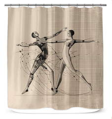 Vibrant and stylish women's dance style shower curtain, perfect for adding a touch of elegance to your bathroom.