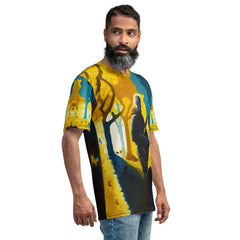 Lifestyle shot of man wearing Surart115 men's t-shirt outdoors