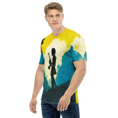 SurArt 124 Men's T-shirt lifestyle shot, worn by a model outdoors.