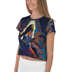 Rear view of SurArt 127 all-over print crop tee showcasing back design.