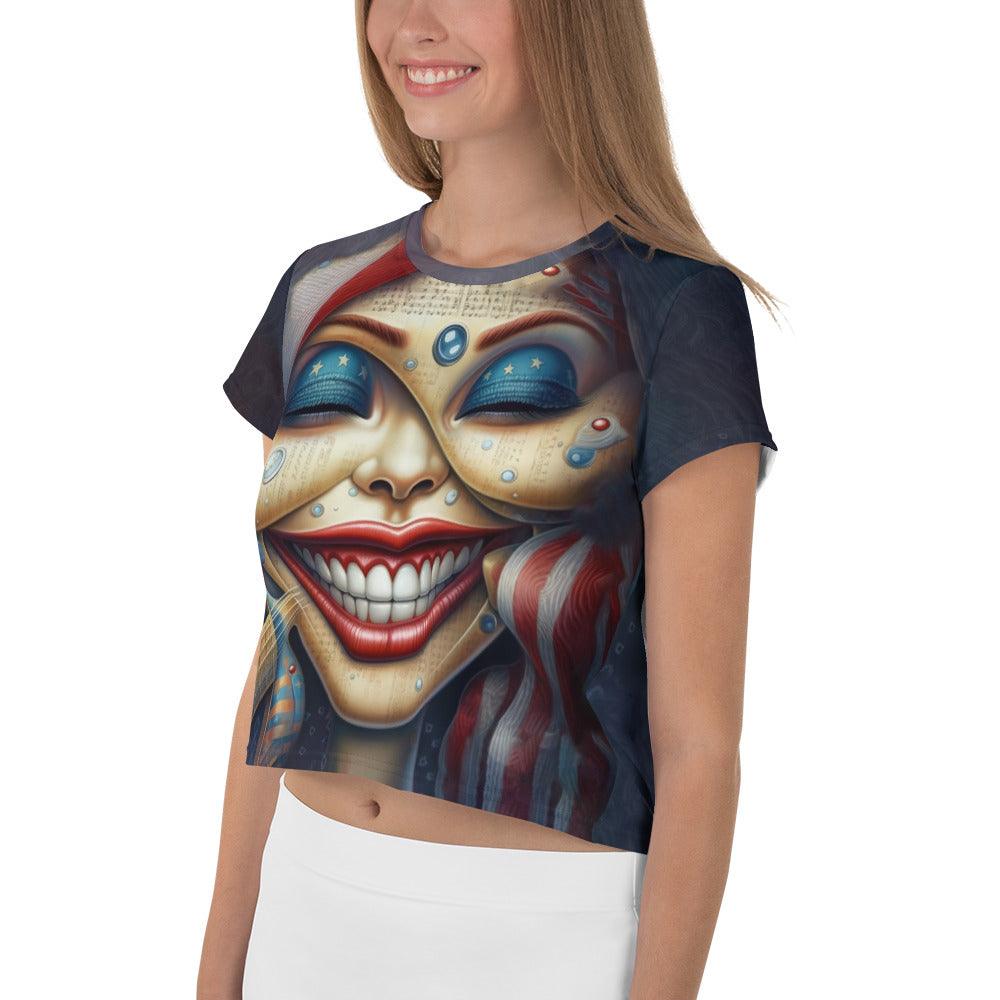 Surreal Symphony All-Over Print Crop Tee - Beyond T-shirts