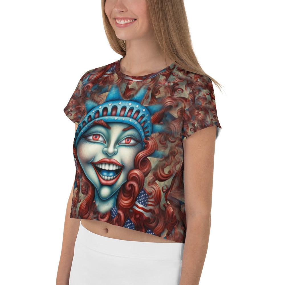 The American Way All-Over Print Crop Tee - Beyond T-shirts