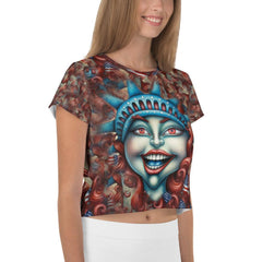 The American Way All-Over Print Crop Tee - Beyond T-shirts