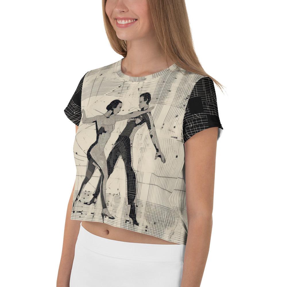 Back view of Theatrical Balletic Fashion All-Over Print Crop Tee