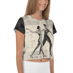 Lifestyle image of Theatrical Balletic Fashion Crop Tee paired with high-waisted jeans